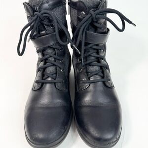 UGG Kesey Women ‘s Black Leather & Wool Waterproof Boots #1005264 -Size 9.5